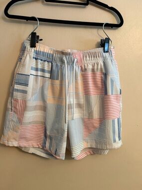 Hollister Pastel Patchwork Seersucker Drawstring Shorts